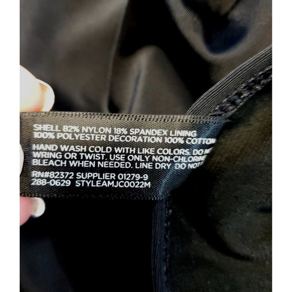 Ambrielle Swimwear Women's L One Piece Black Bathing Swim Suit Crochet‎ Detail - Picture 5 of 6